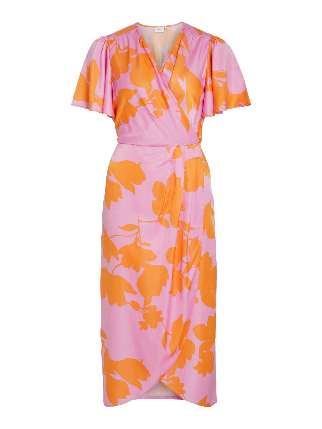 Nakita V-Neck Wrap Midi Dress Lilac/Orange