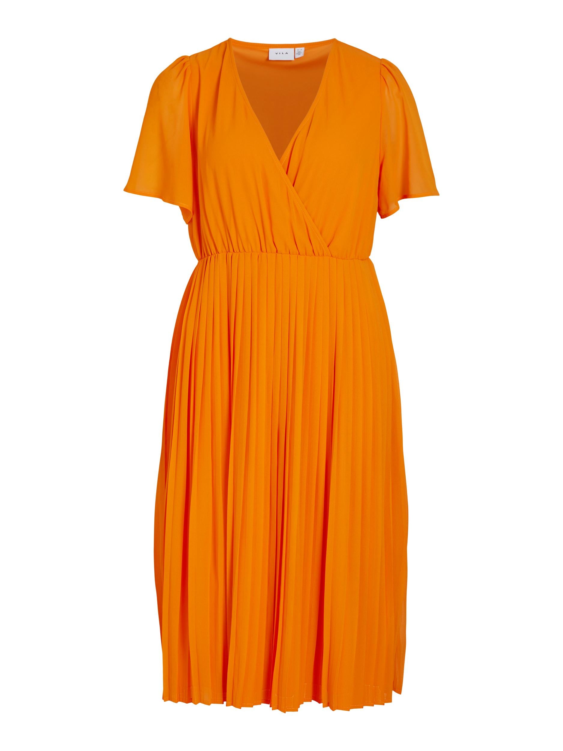 Janelle Faux Wrap Dress (Sun Orange)