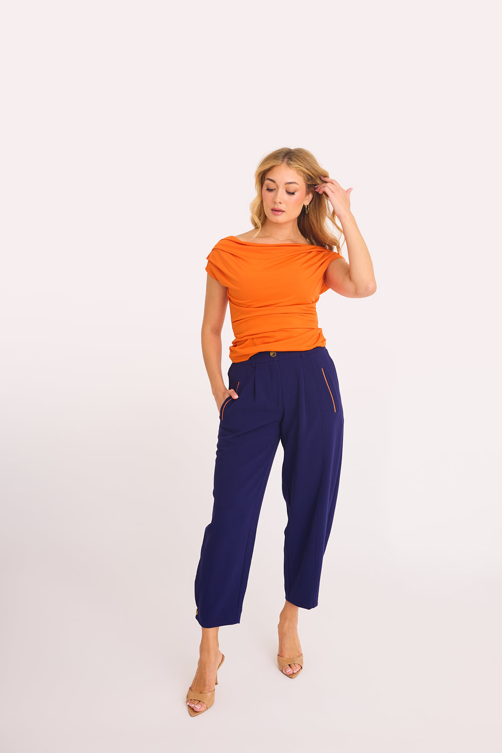 Luma Cowl Neck Top (Coral)