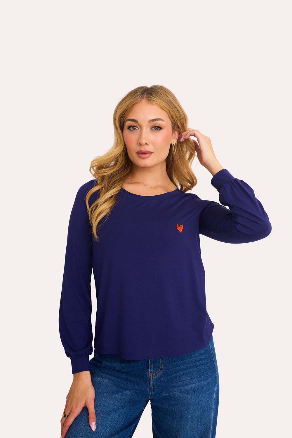 Allure Round Neck Top (Navy)