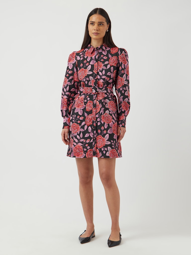 Kari Jacquard Mini Dress (Black)