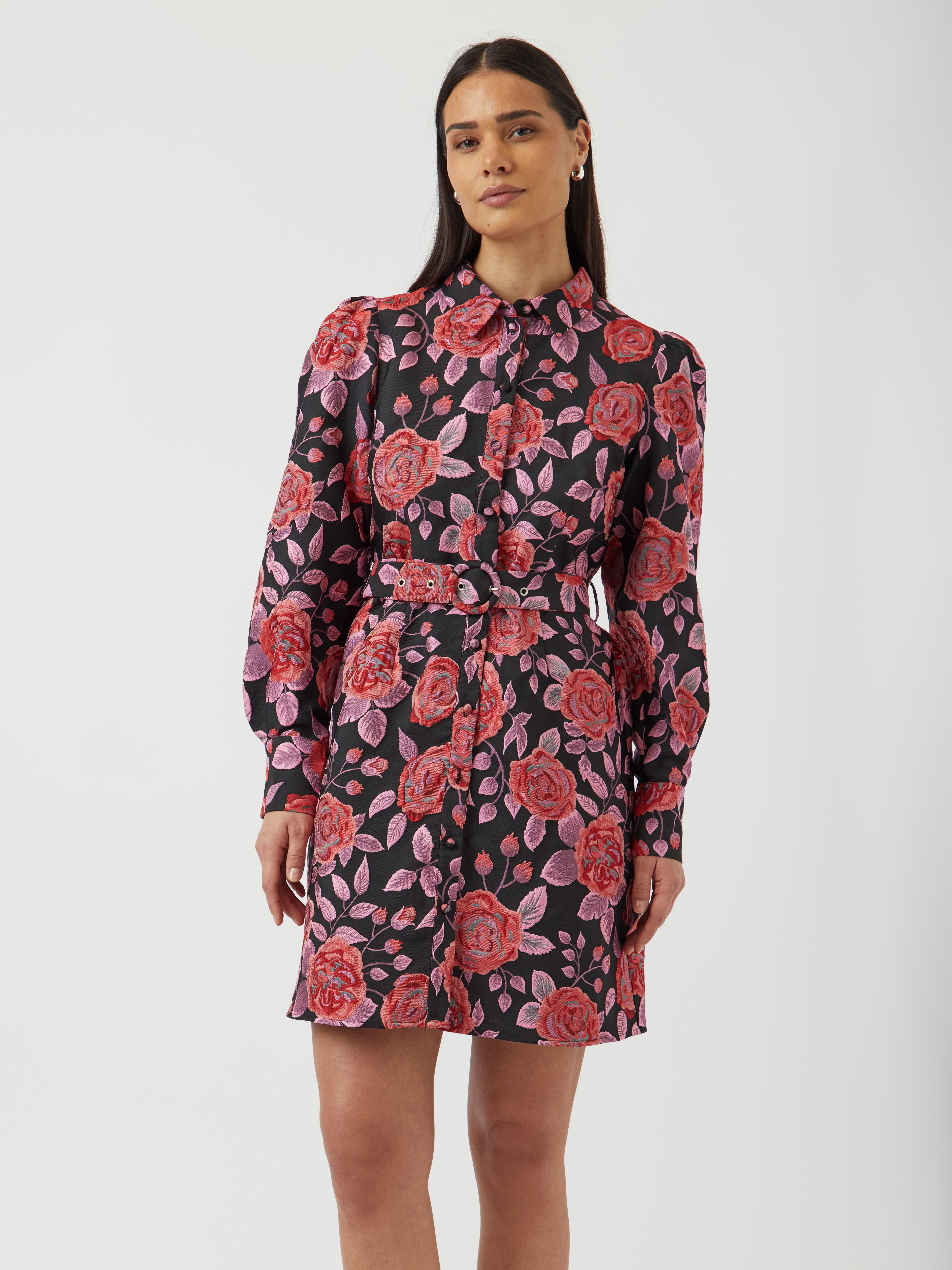 Kari Jacquard Mini Dress (Black)