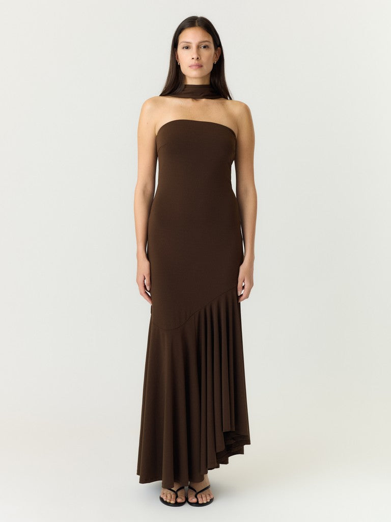 Dita Bandeau Maxi Dress (Coffee Bean)