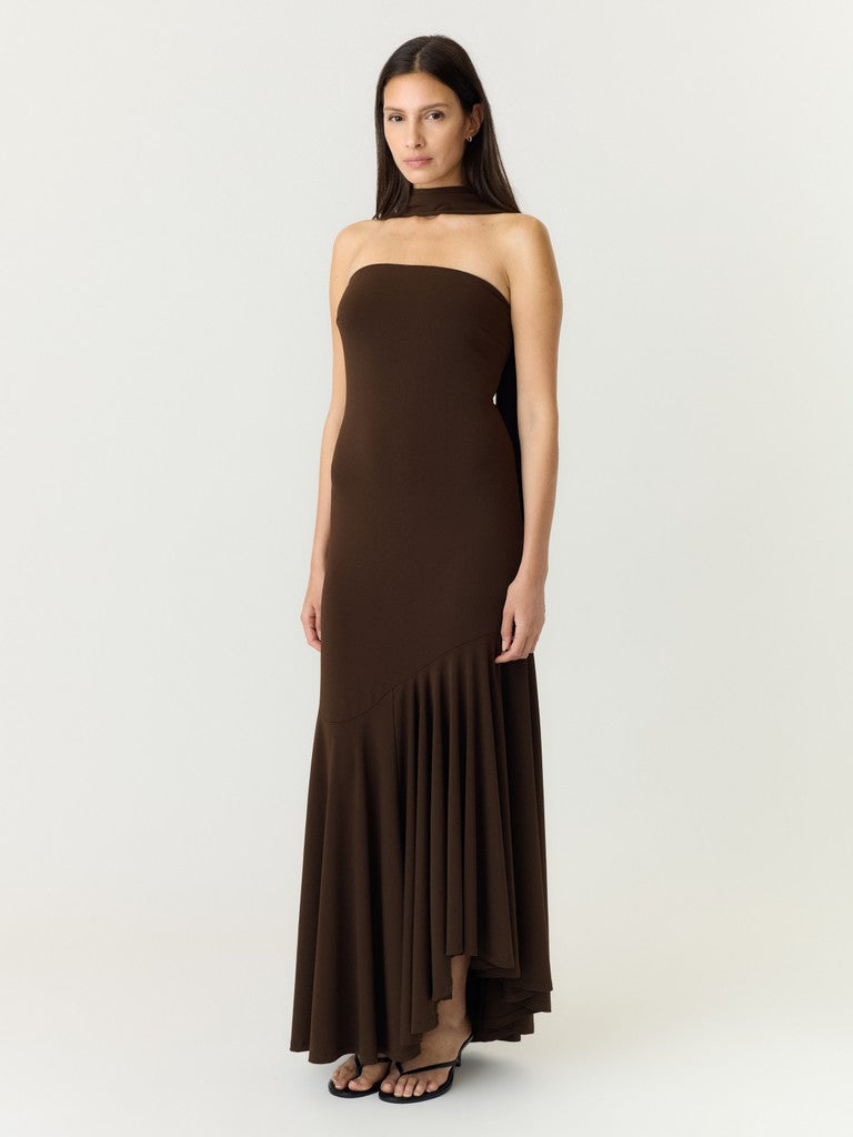 Dita Bandeau Maxi Dress (Coffee Bean)