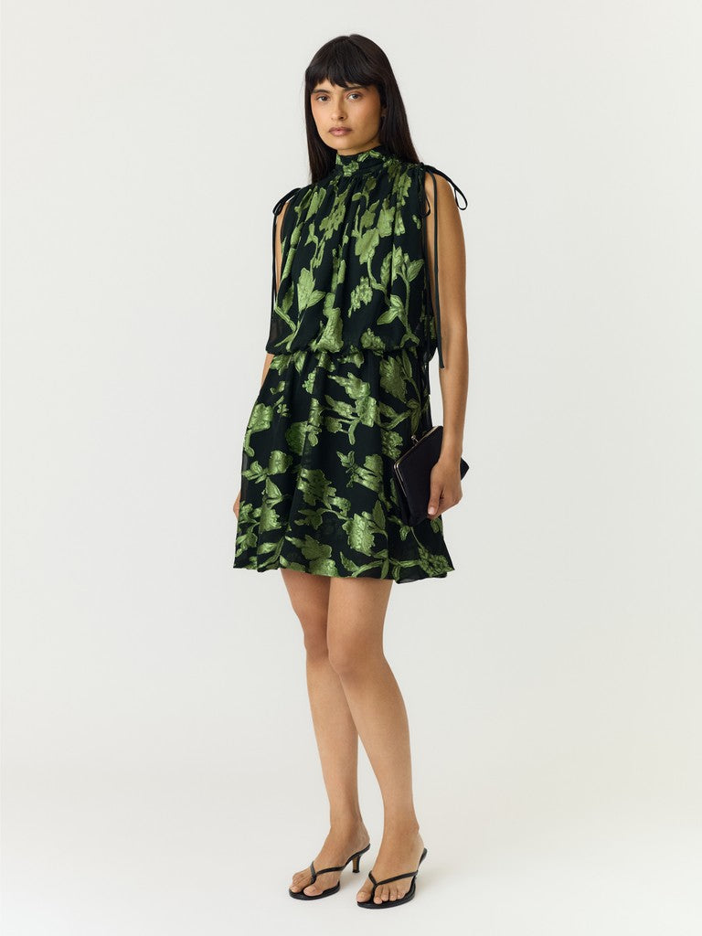 Dash Mini Dress (Black/Moss)