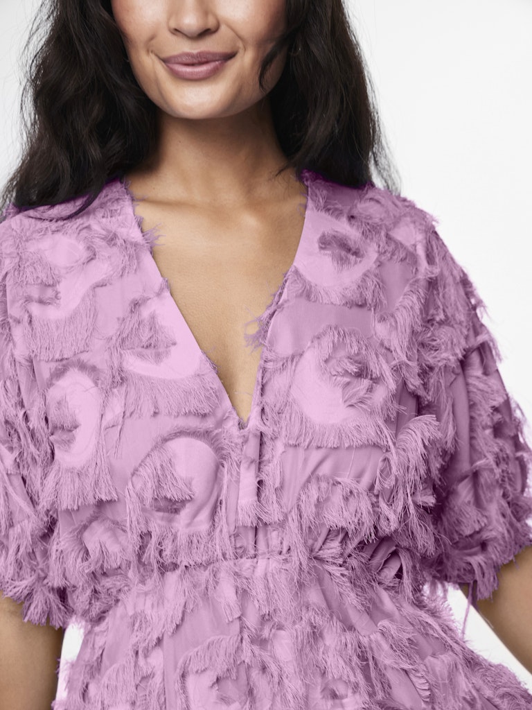 Liza Fringed Midi Dress (Pastel Lavender)