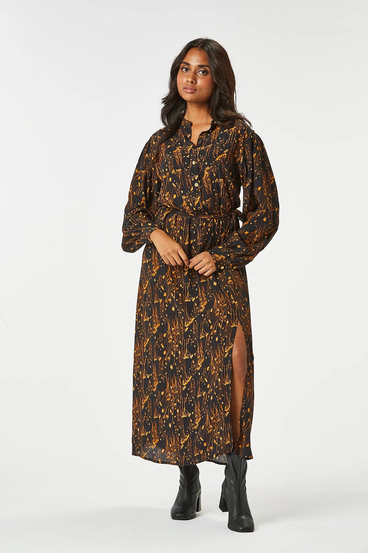 MIA LONG SHIRT DRESS (BLACK)