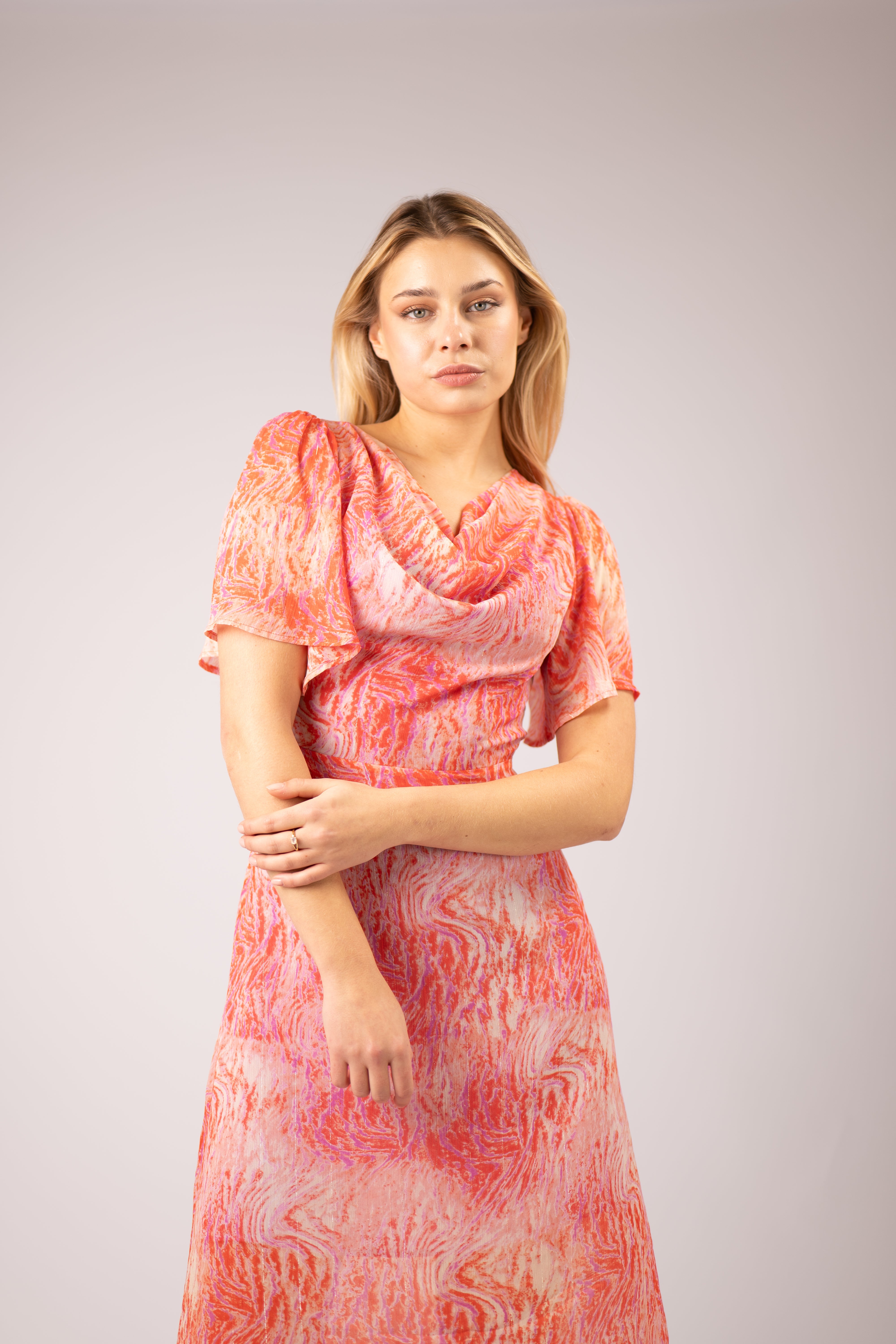 MIMI LONG COWL NECK DRESS (PINK)