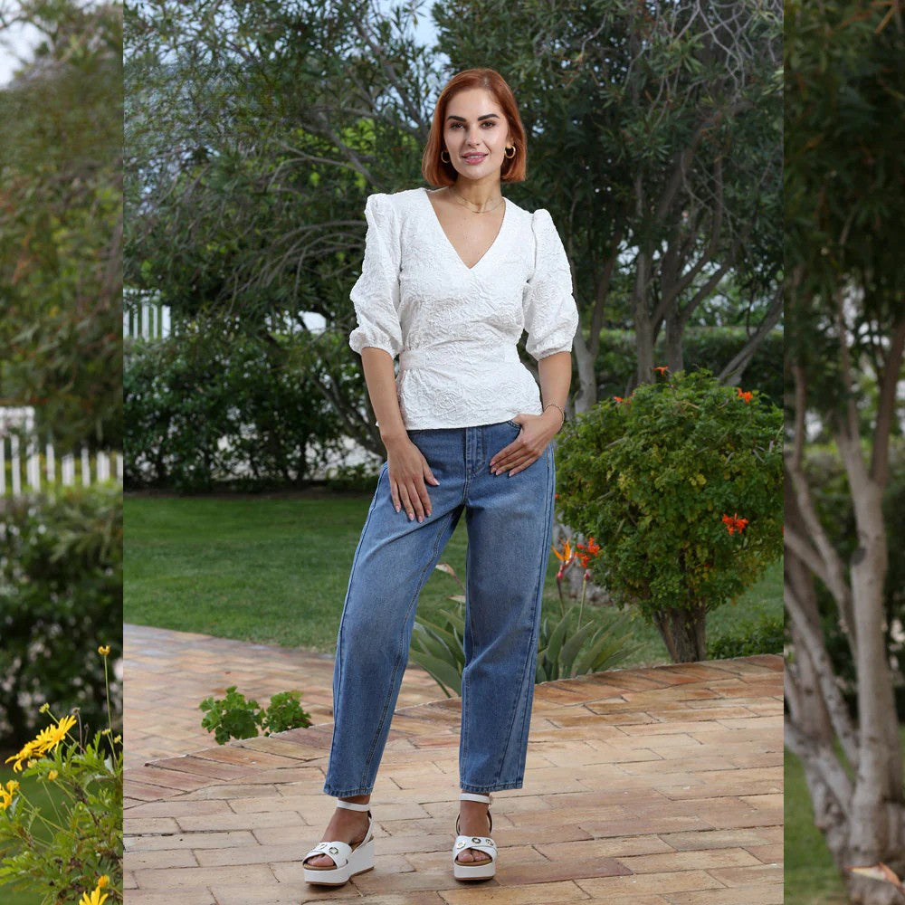 Bobby Barrel Leg Jeans (Mid Blue/Short)