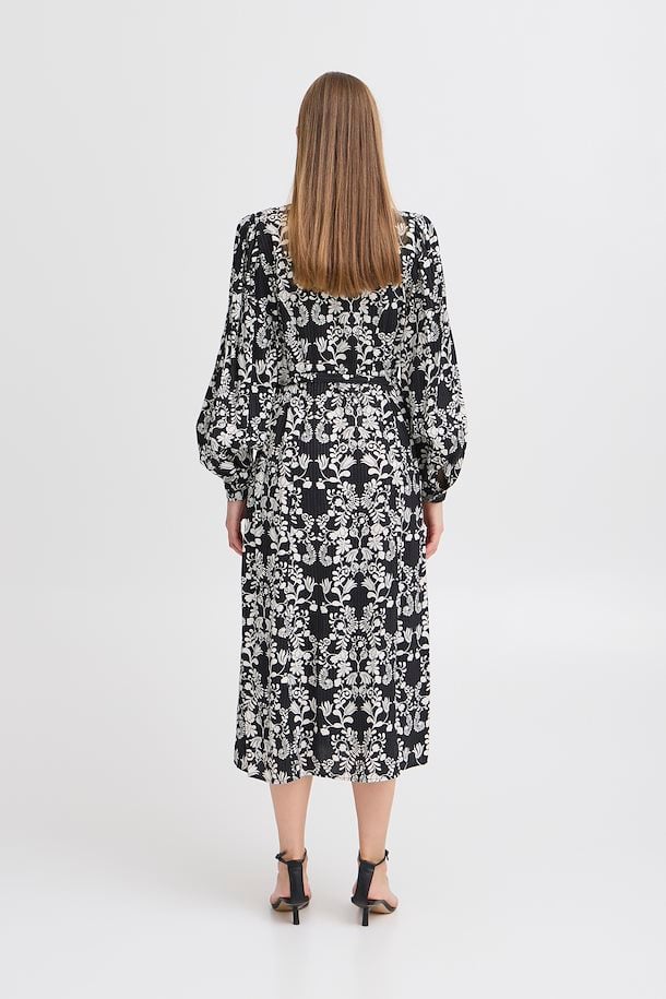 Cina Midi Dress (Black Flower)