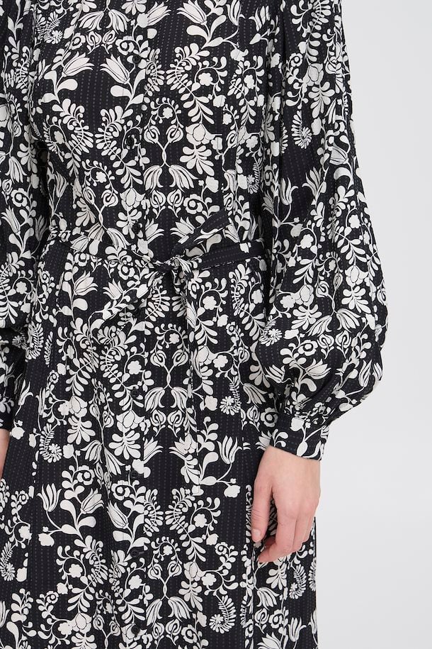 Cina Midi Dress (Black Flower)