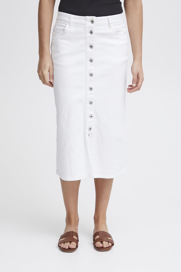 Ziggi Midi Denim Skirt (White)