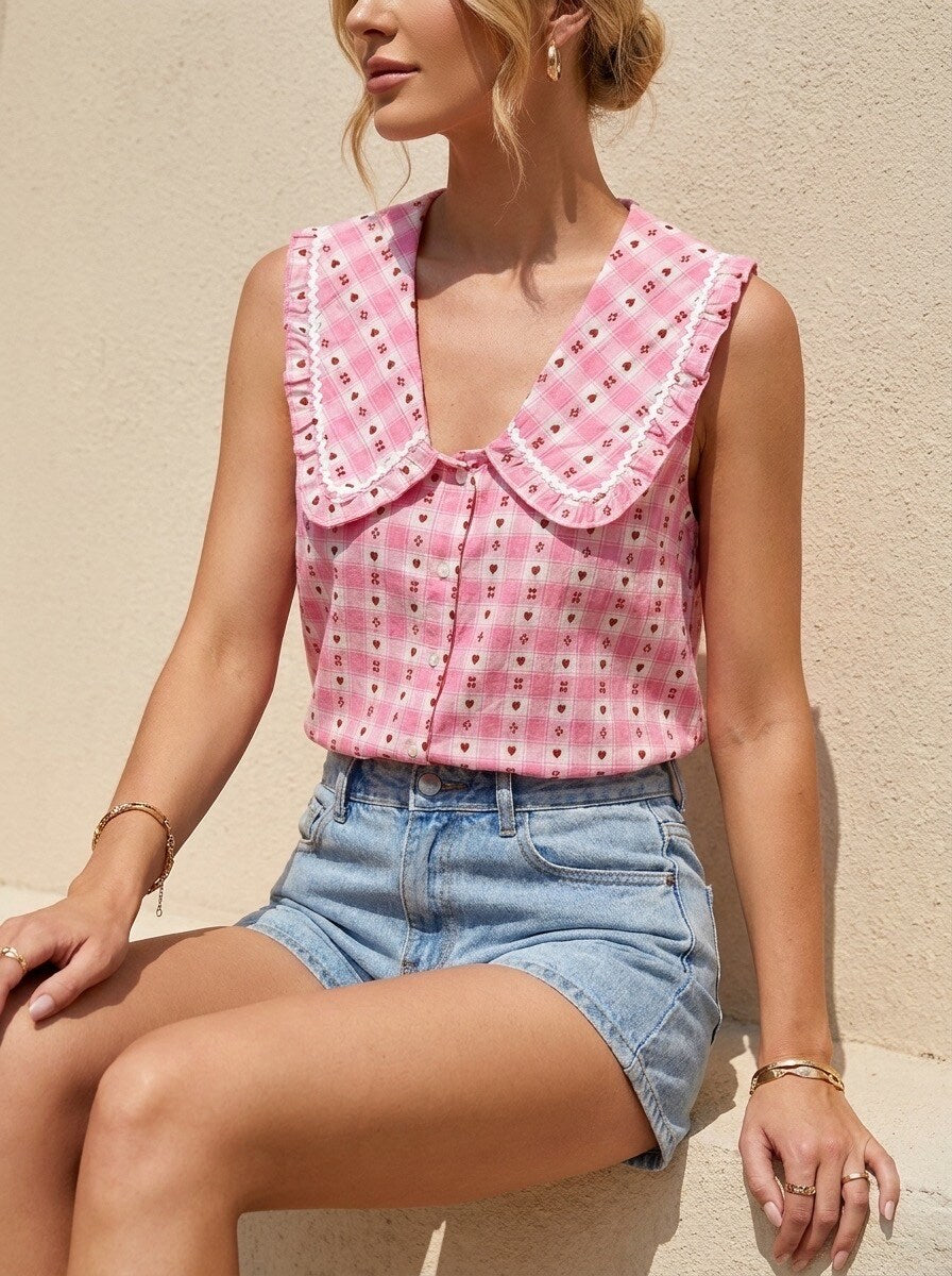 Rose Sleeveless Shirt (Pink)