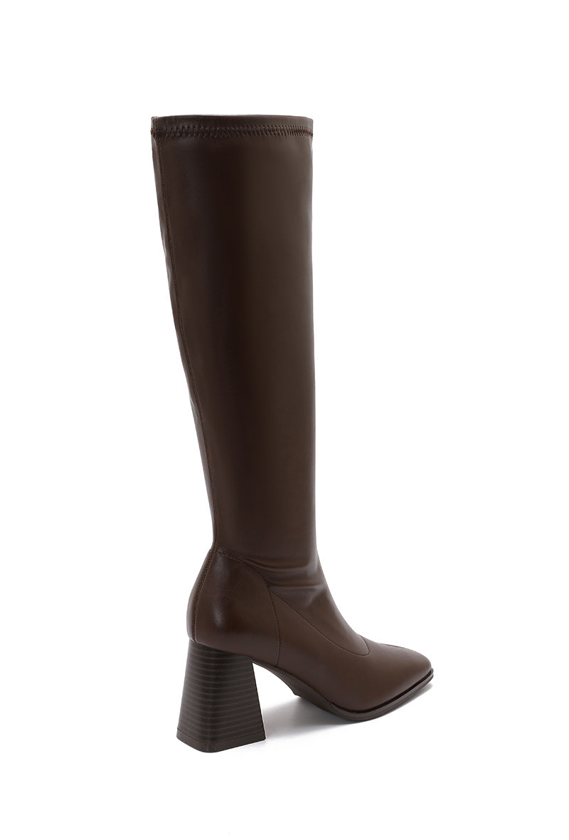 Jane Knee High Boots (Brown)