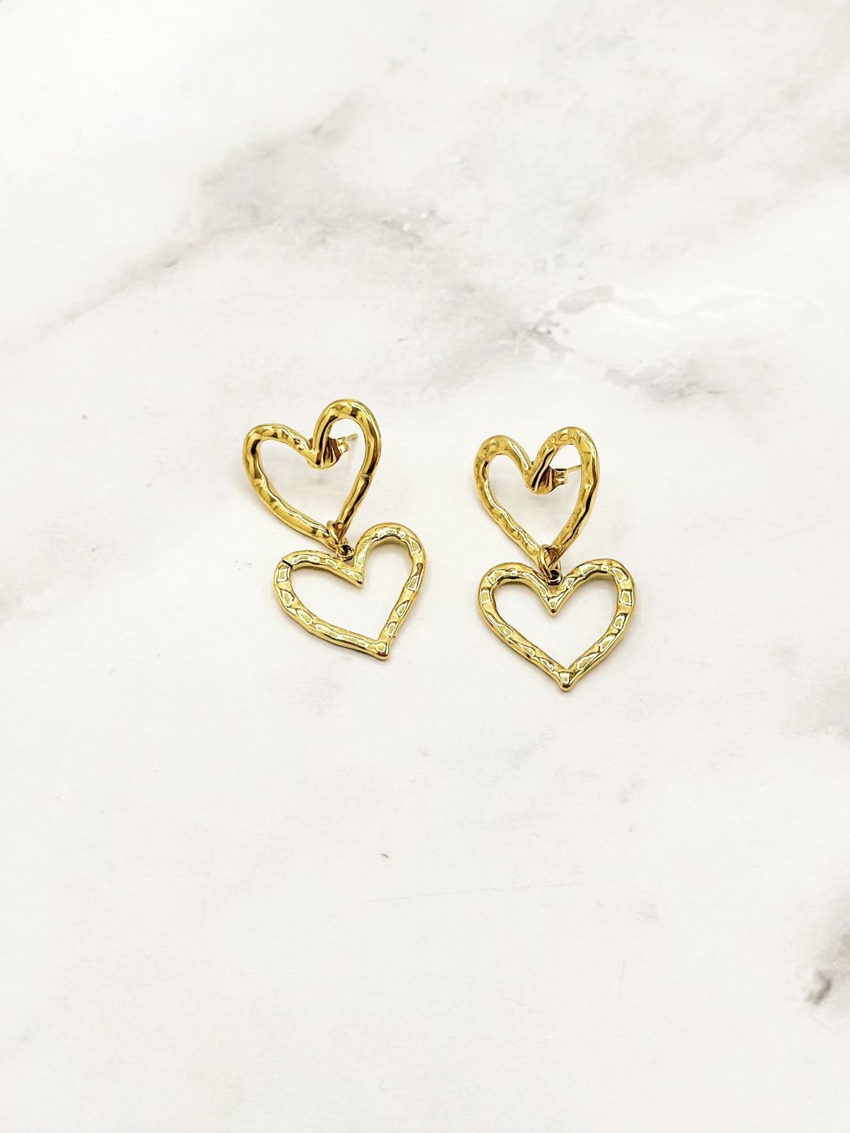 Twin Hearts Earrings (Gold)