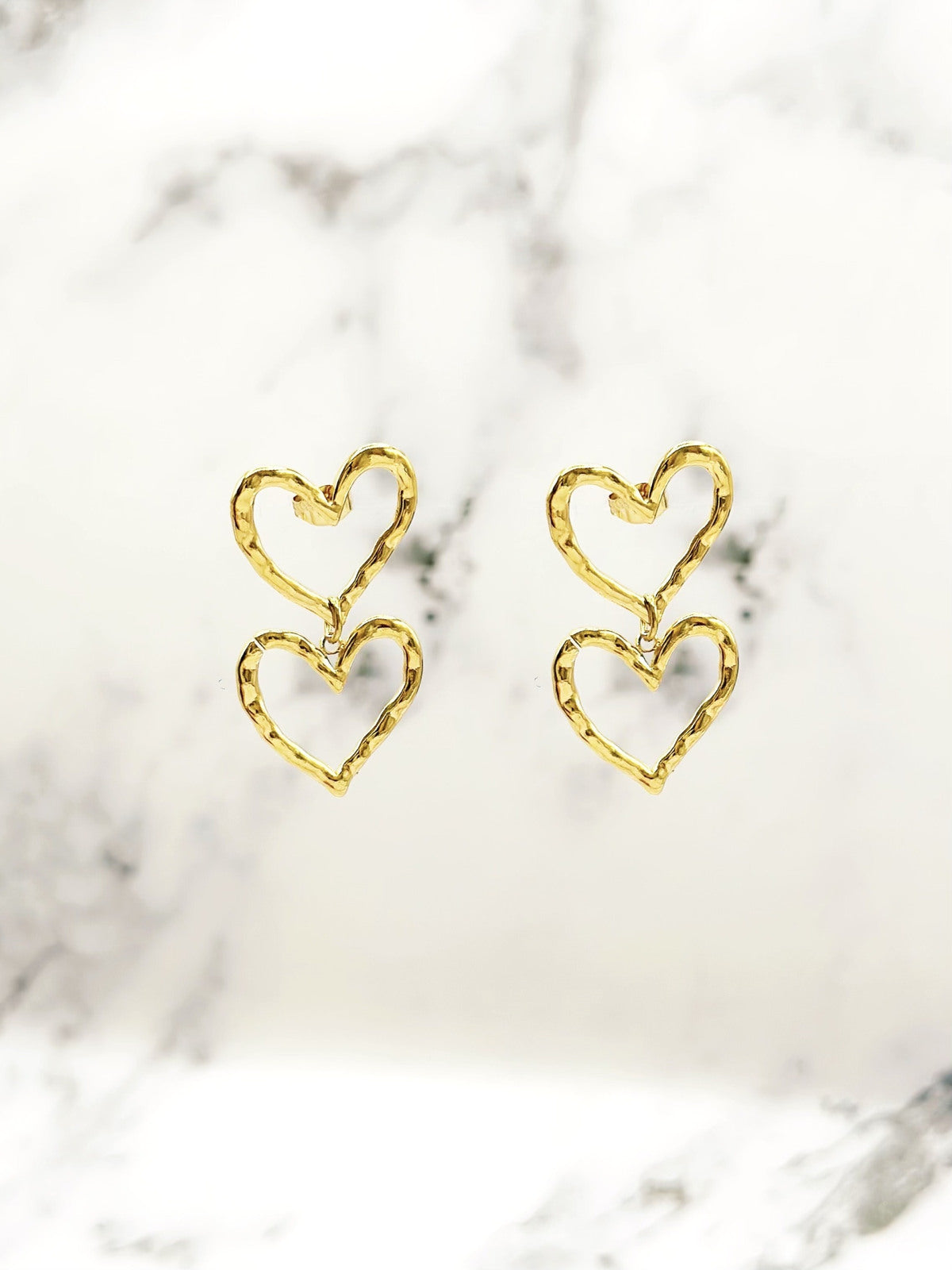 Twin Hearts Earrings (Gold)