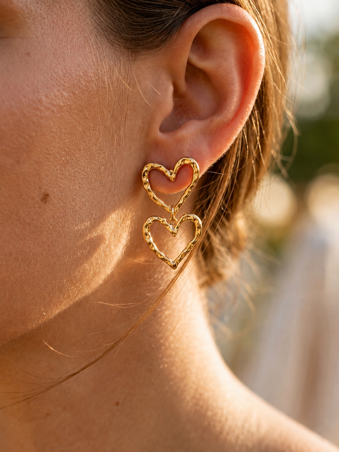Twin Hearts Earrings (Gold)