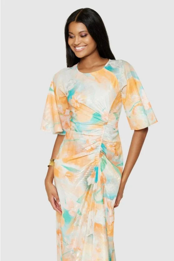 Gloria A-Line Midi Dress (Orange)