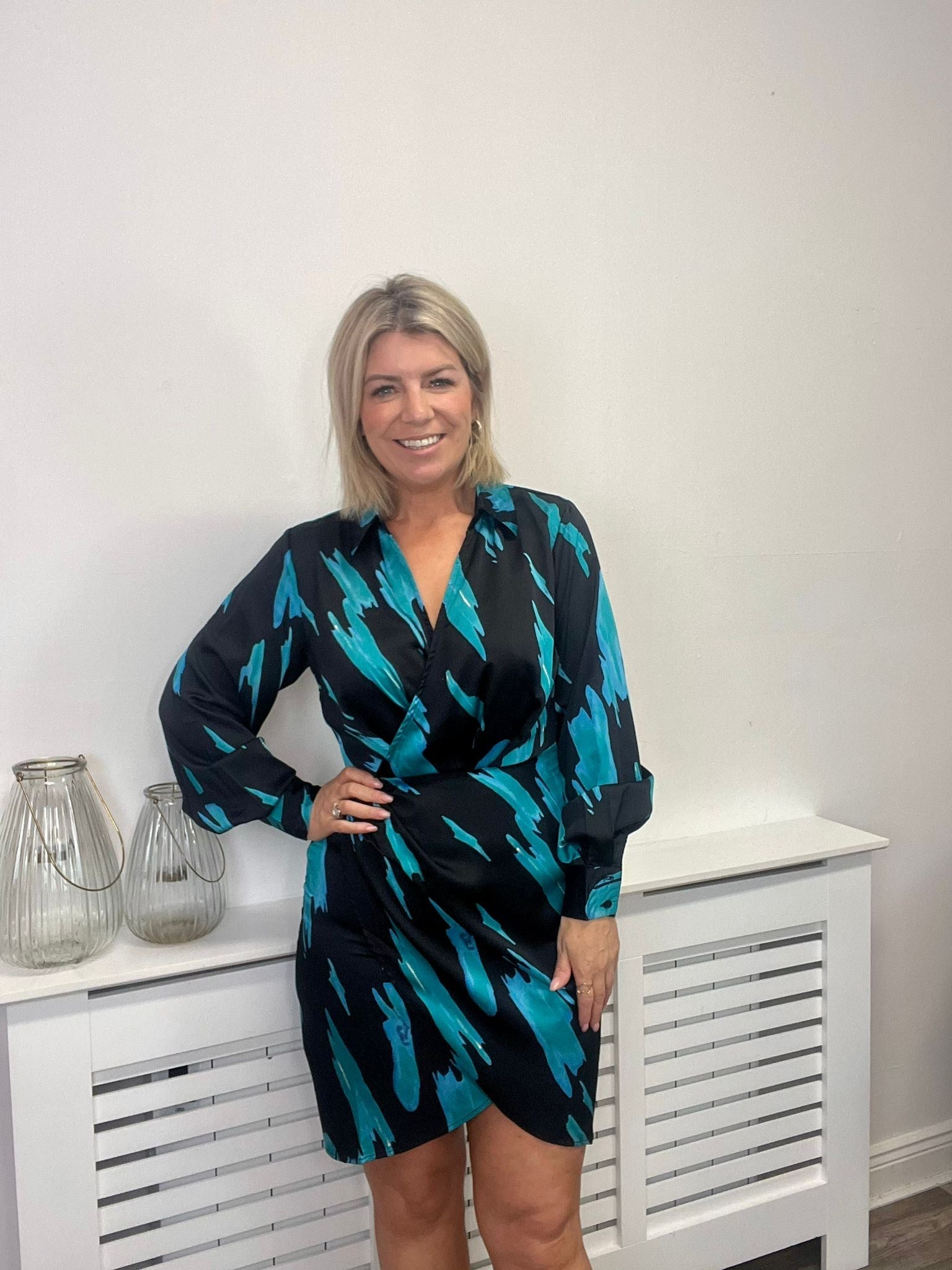 Felia Mini Dress ( Black Blue/green)