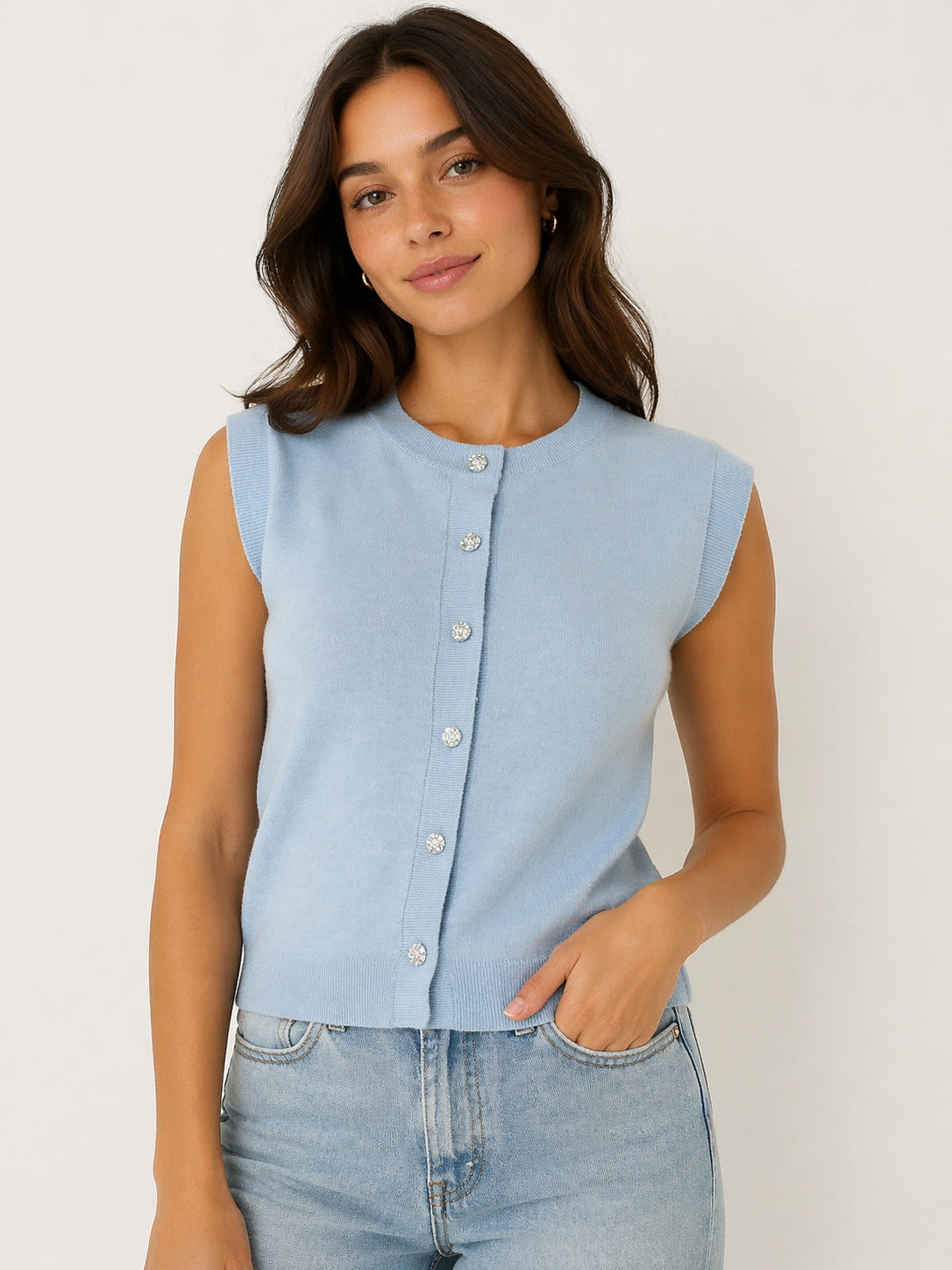 Enda Knitted Top (Cashmere Blue)