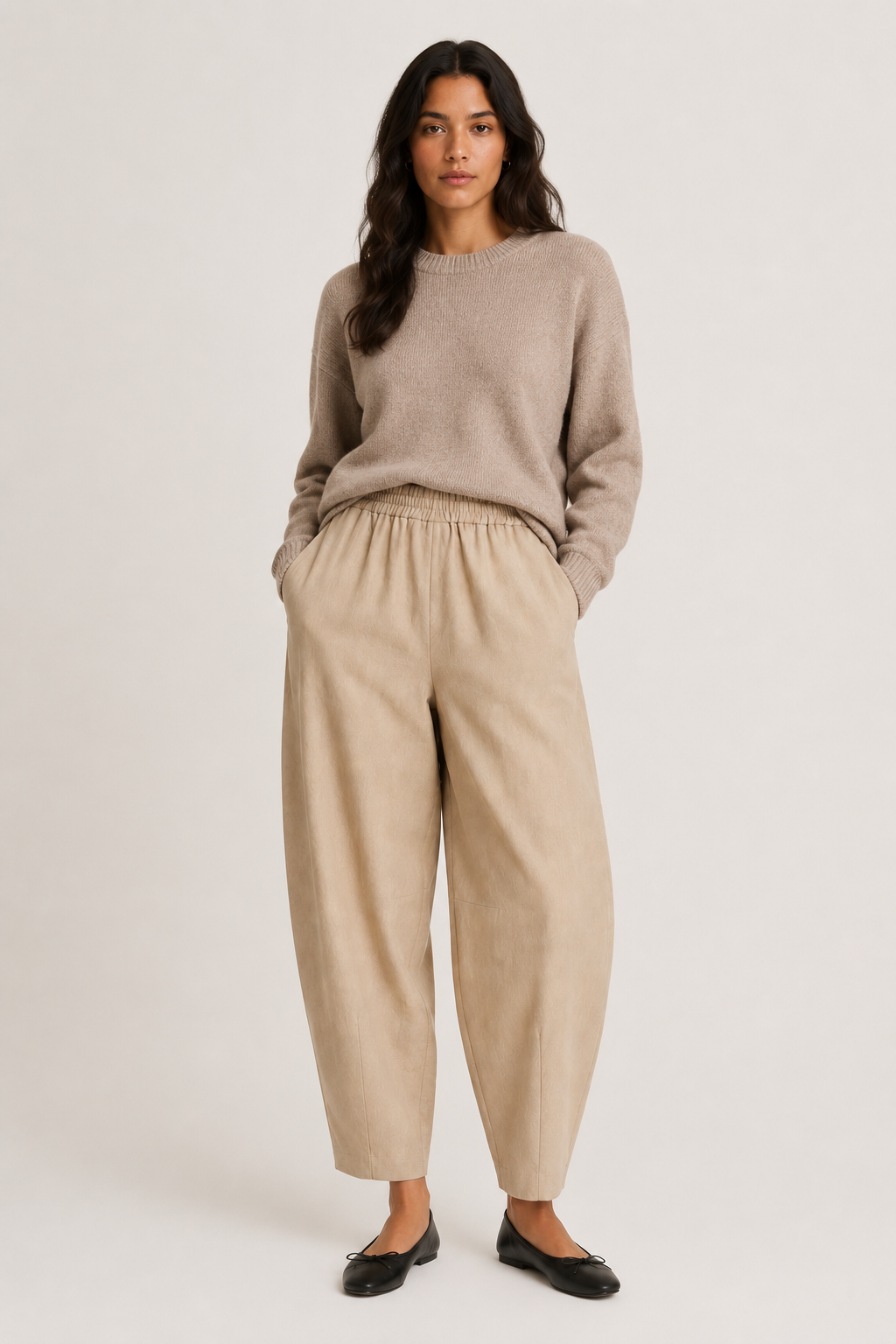 Mona Barrel Pants (Natural Melange)