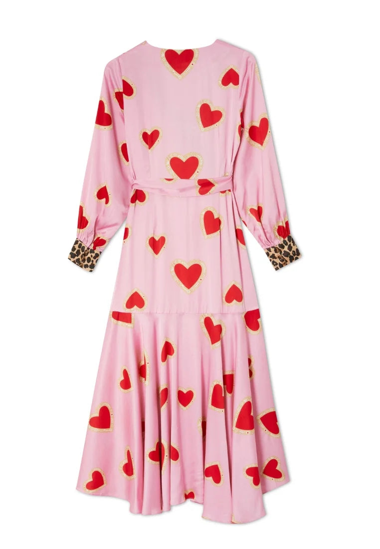 Hazel Wrap Dress (Pink Hearts) | Love Cherish