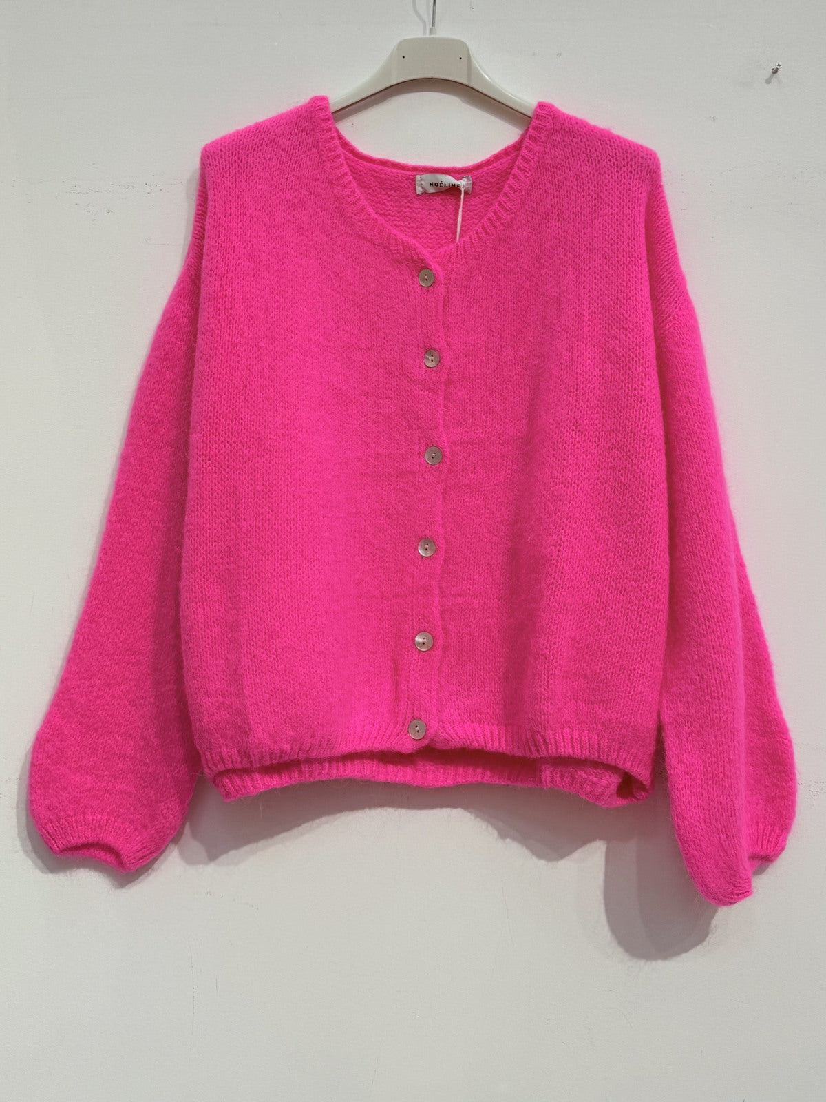 Kimmie Knit Cardigan (Neon Pink)