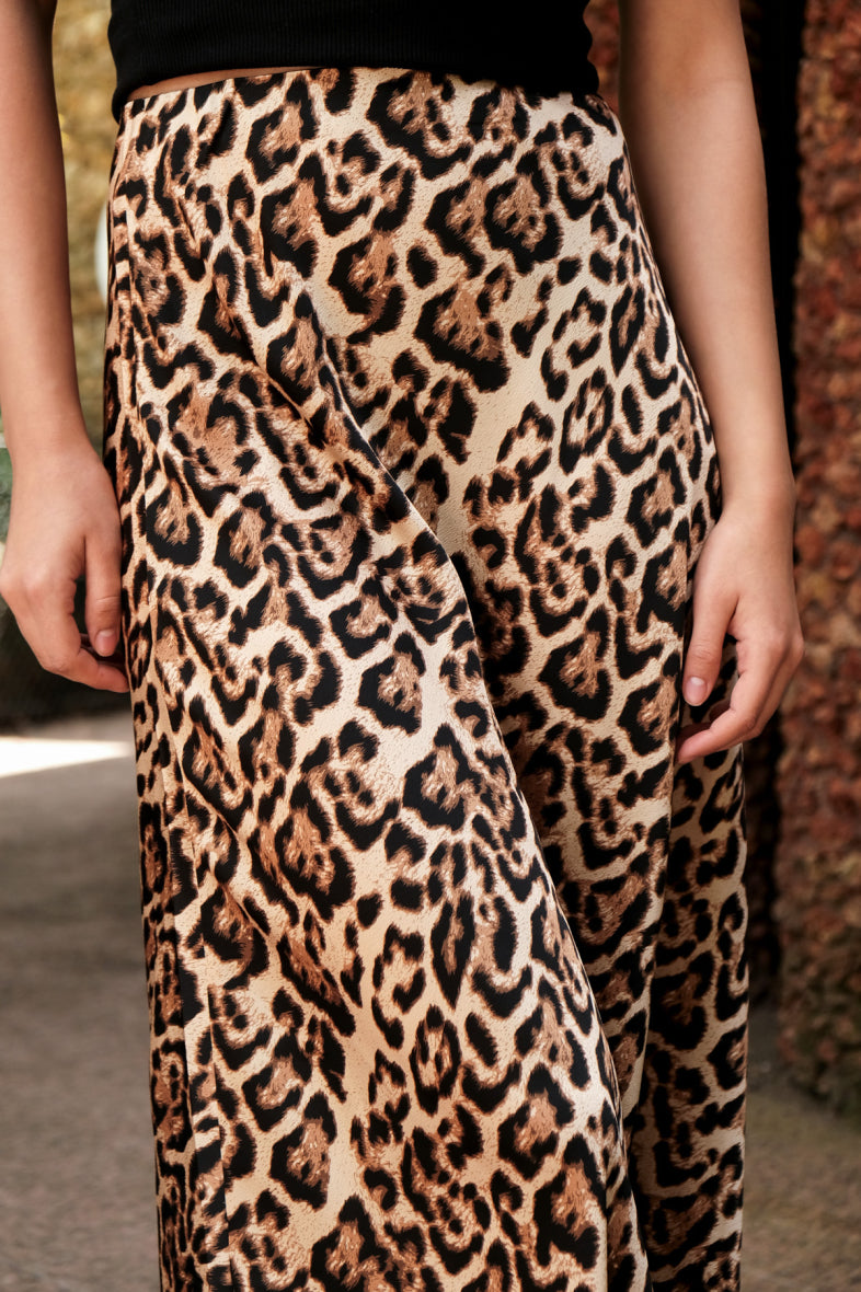 Marron Leopard Print Maxi Skirt (Leopard Cafe)