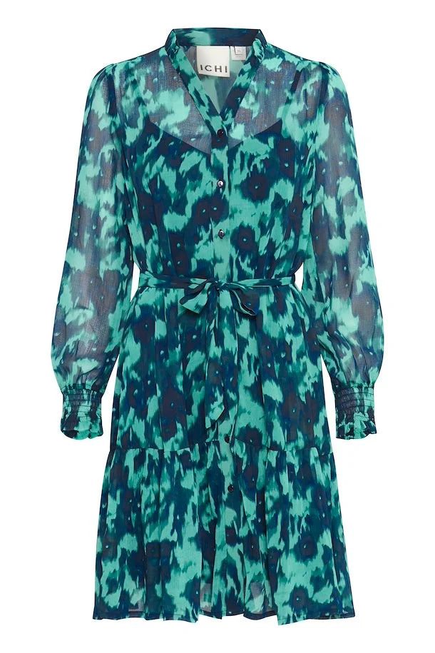 Florro Mini Smock Dress (Green/Blue Slate)