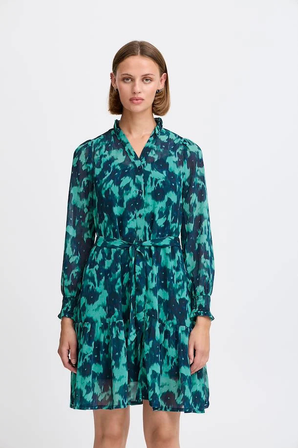 Florro Mini Smock Dress (Green/Blue Slate)