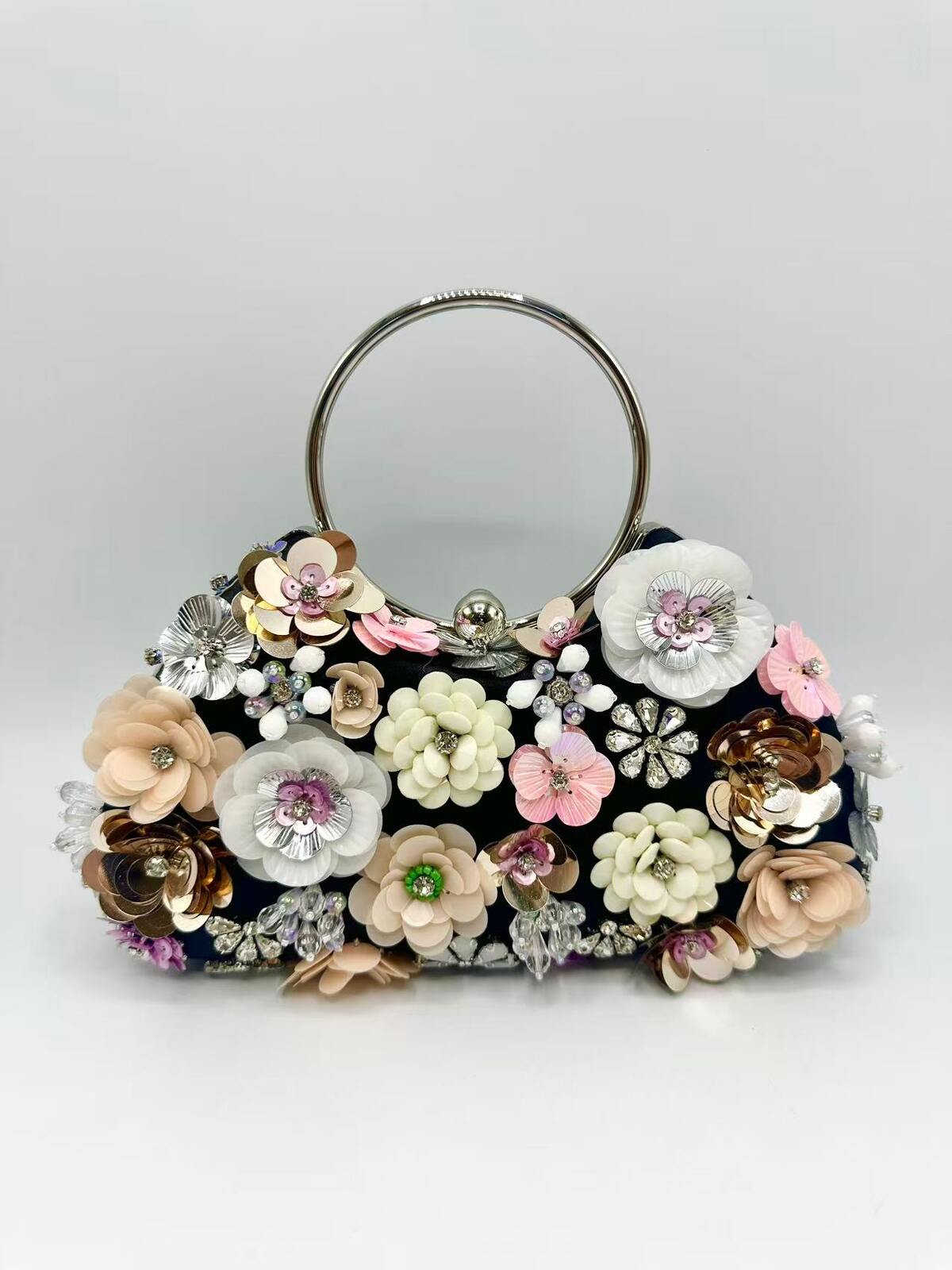 Flora Flower Clutch (Black)