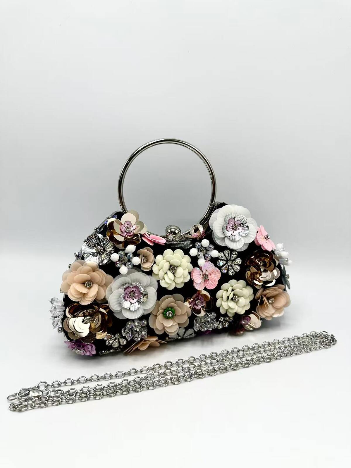 Flora Flower Clutch (Black)