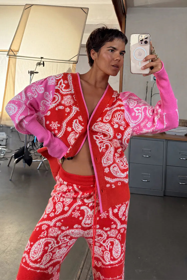 Bandana Martha Cardigan (Red)