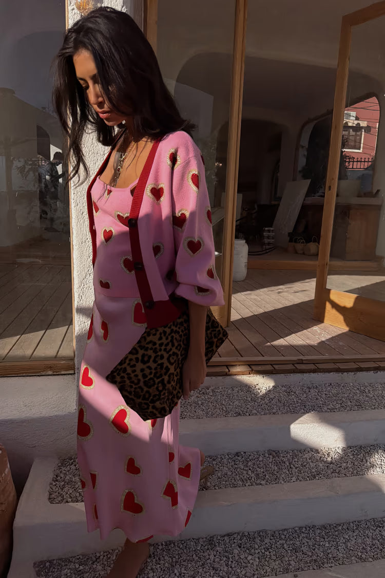 Pink Hearts Cardigan (Pink)