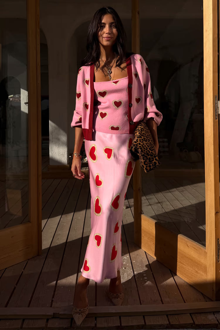 Pink Hearts Cardigan (Pink)