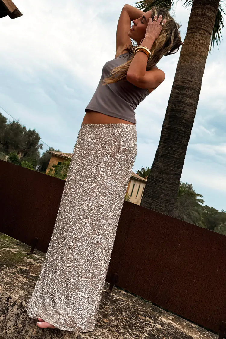 Dorris Sequin Skirt (Silver)