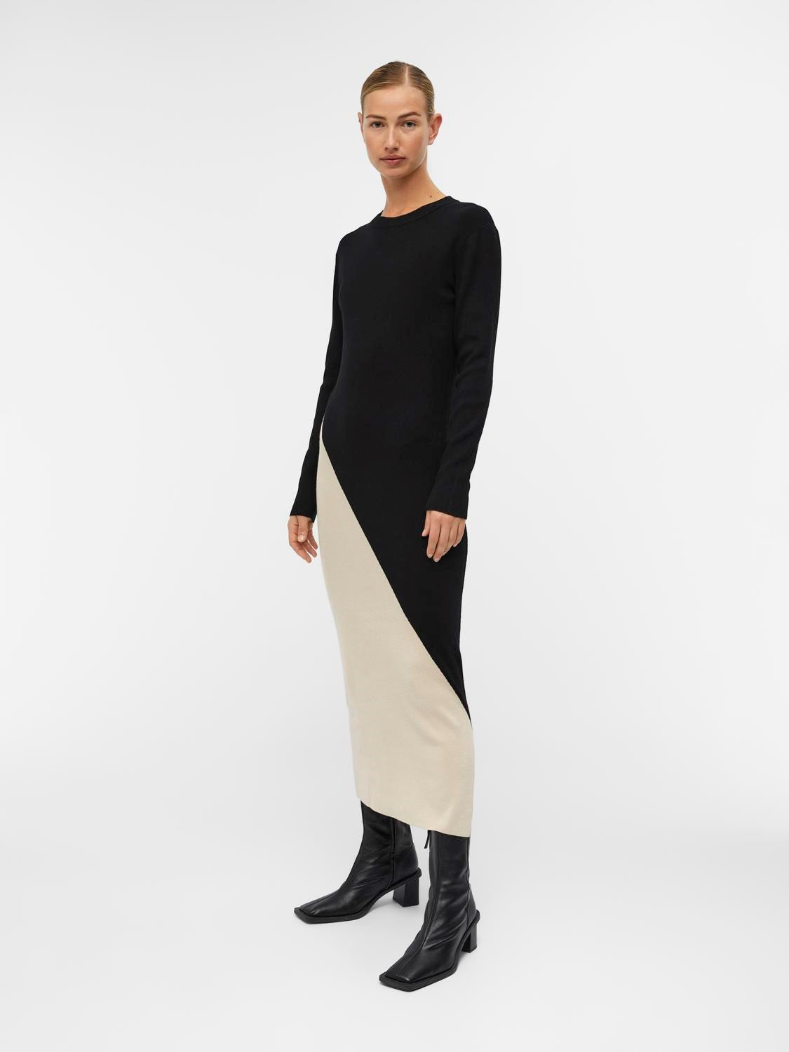 Ester Block Knit Dress (Black/Sandshell)