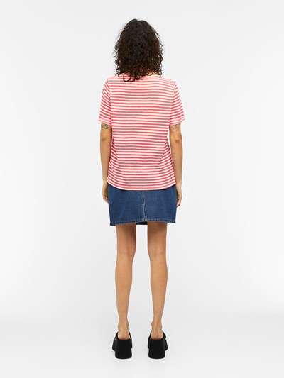 Tessi V-Neck T-Shirt (Paradise Pink/White Stripes)