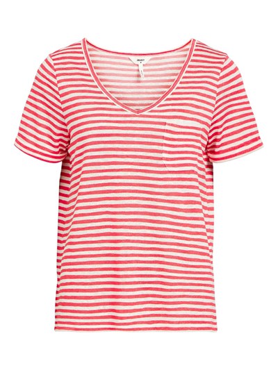 Tessi V-Neck T-Shirt (Paradise Pink/White Stripes)