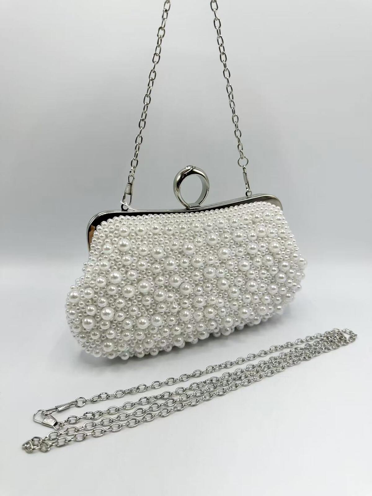 Lauren Beaded Clutch (Silver)