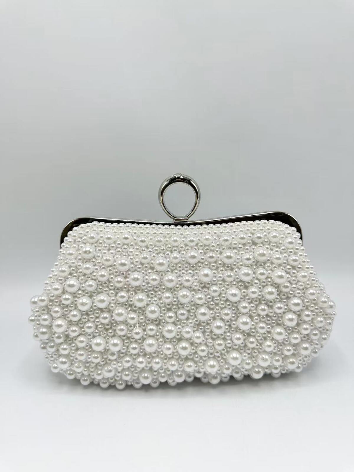 Lauren Beaded Clutch (Silver)