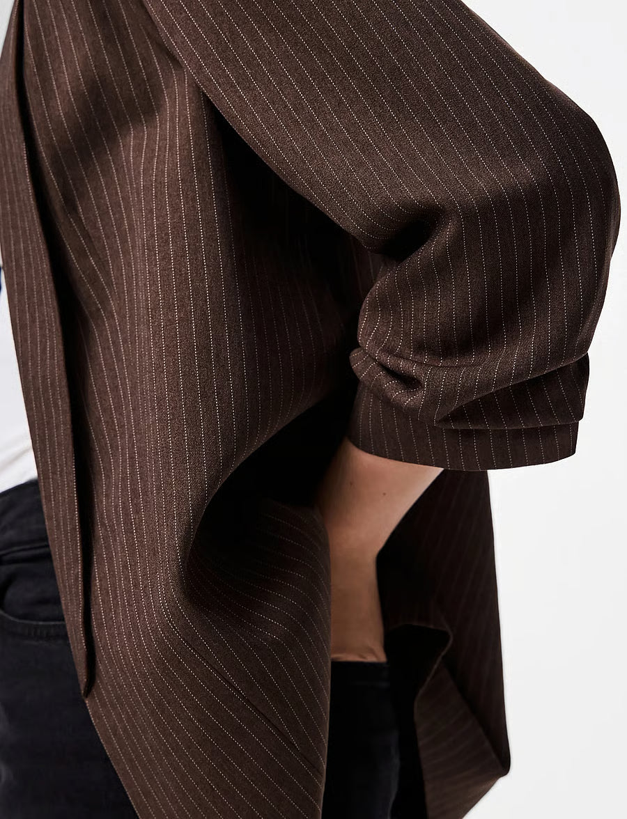 Della Pinstripe Blazer (Hot Fudge/Cloud Dancer)