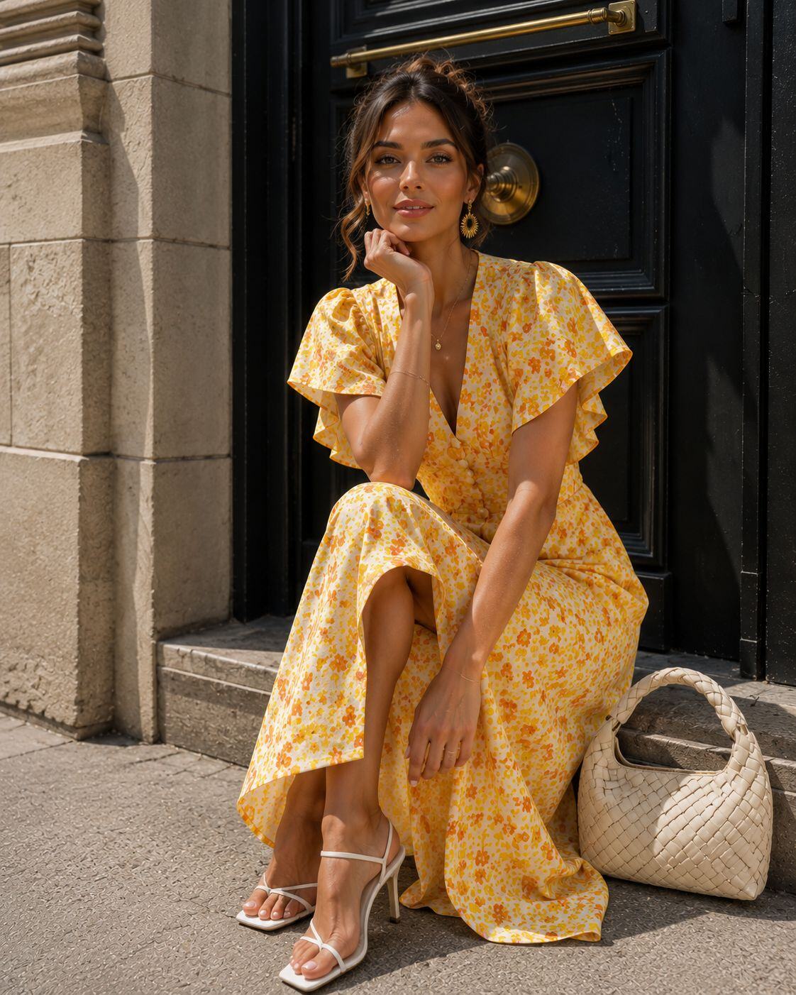 Colette Midi Dress (Yellow)