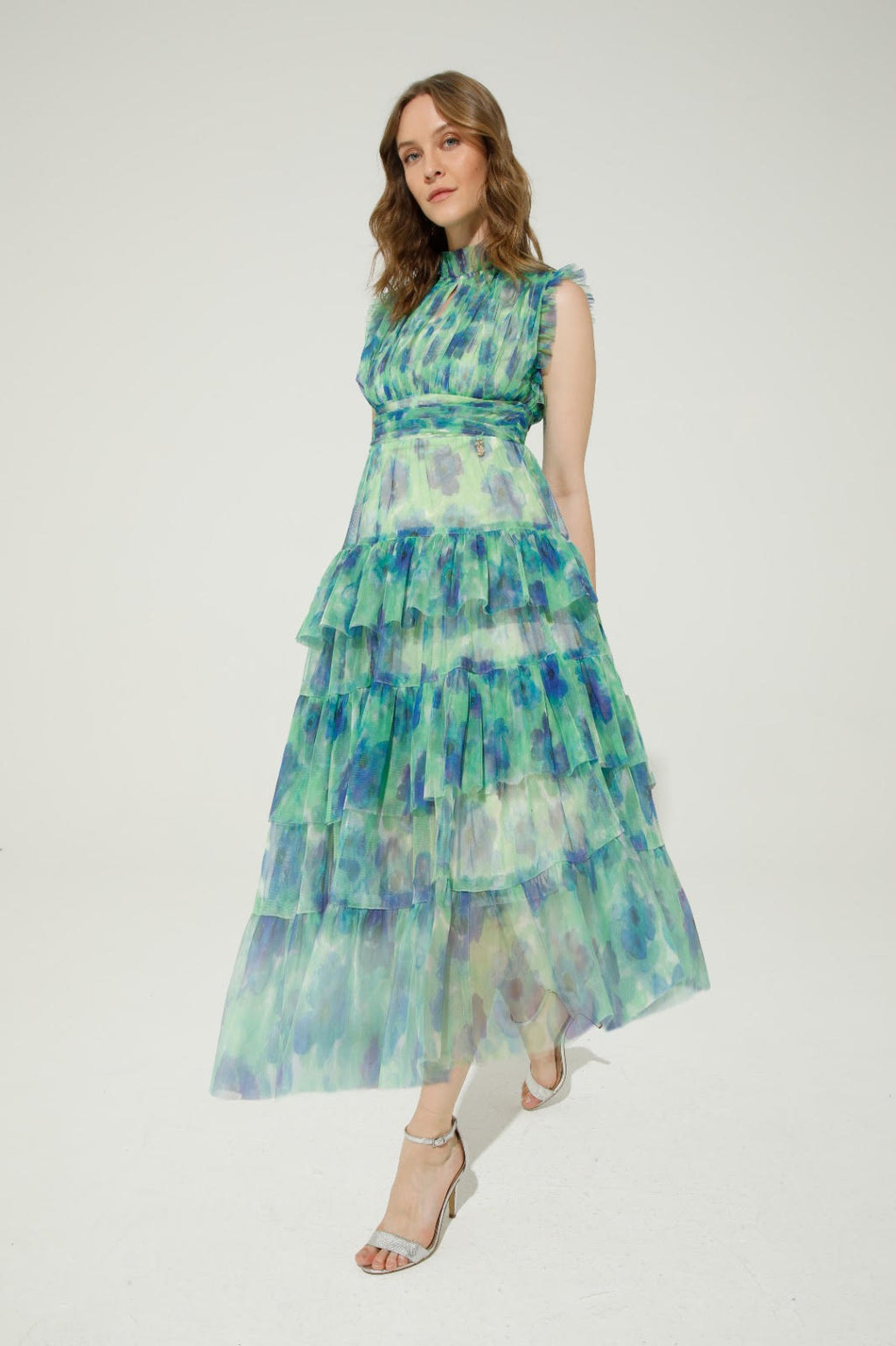 MERCURIO MAXI DRESS (GREEN/BLUE FLOWER) | Love Cherish | Dress MERCURIO MAXI DRESS (GREEN/BLUE FLOWER) | Love Cherish | Dress