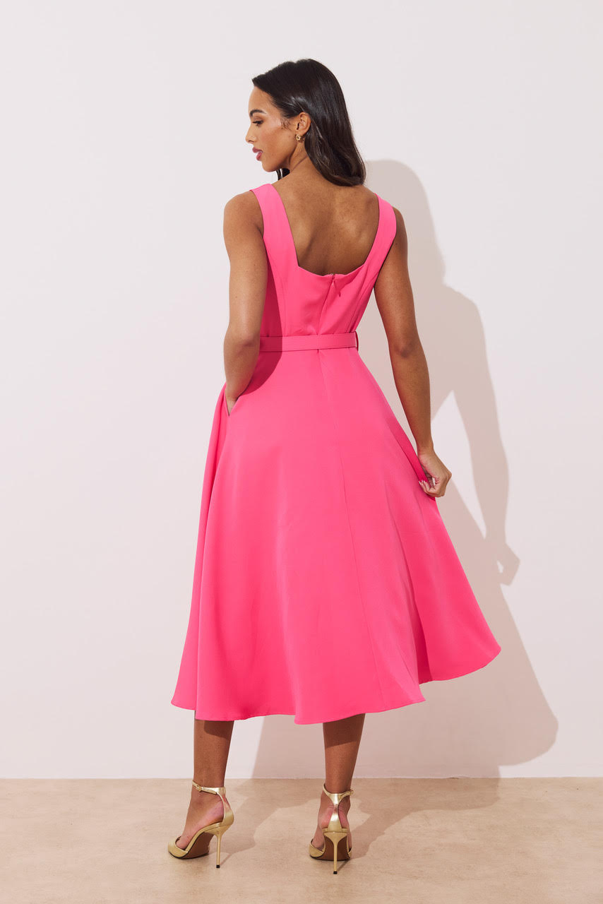Saffira Skater Midi Dress (Fuchsia)