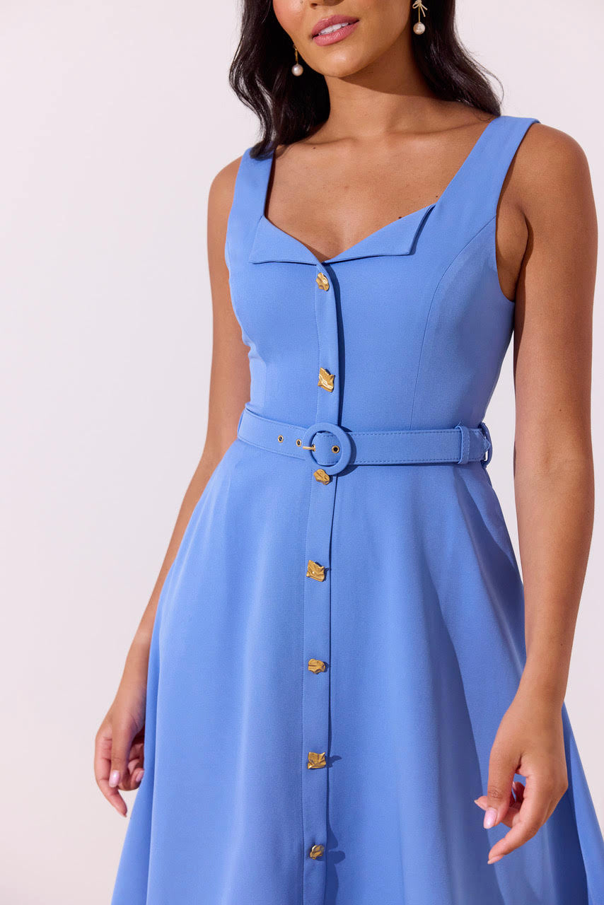 Saffira Skater Midi Dress (Blue)
