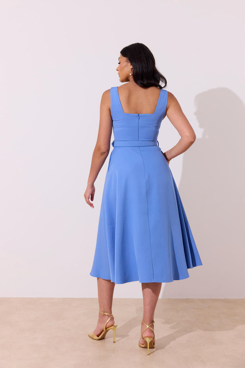 Saffira Skater Midi Dress (Blue)