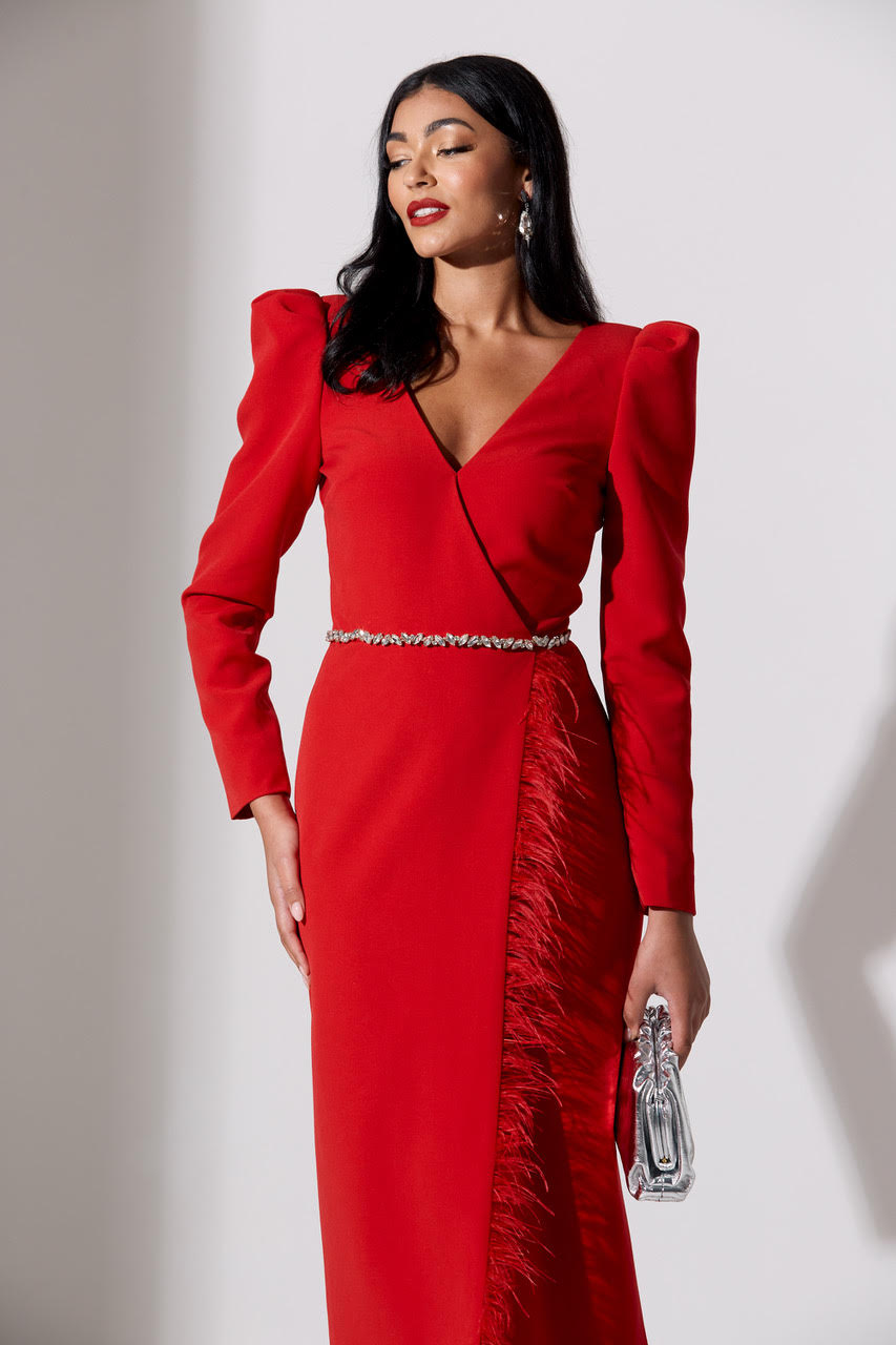 Vivienne Feather Dress (Red)