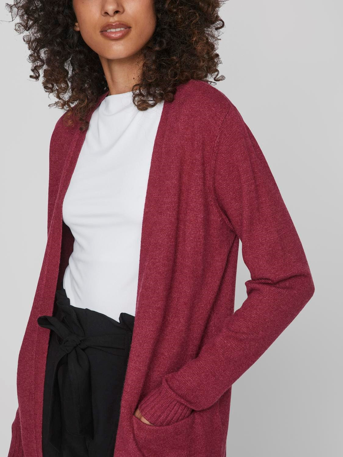 ASHLEY OPEN KNIT CARDIGAN (BEET RED)