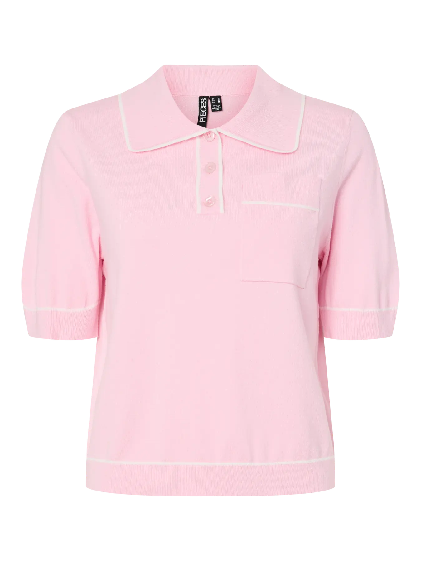 Corina Knitted Polo Top (Pink)